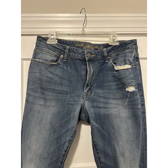 American Eagle Jeans Men's 34x34 Blue Distressed Slim Cut Stretchy Medium Wash - Picture 3 of 8